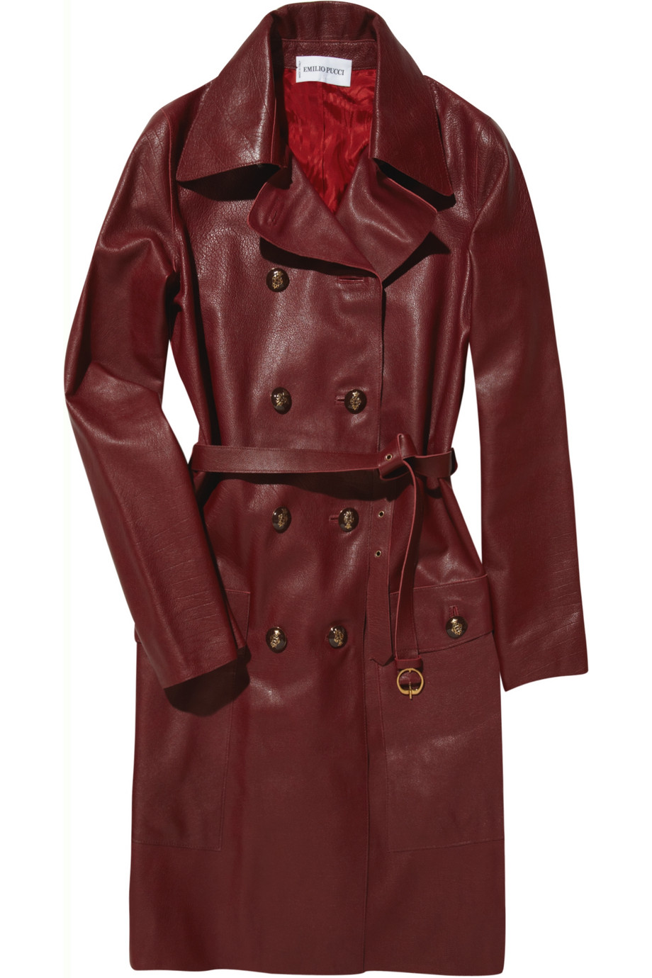 Lyst - Emilio Pucci Textured-leather Trench Coat in Red