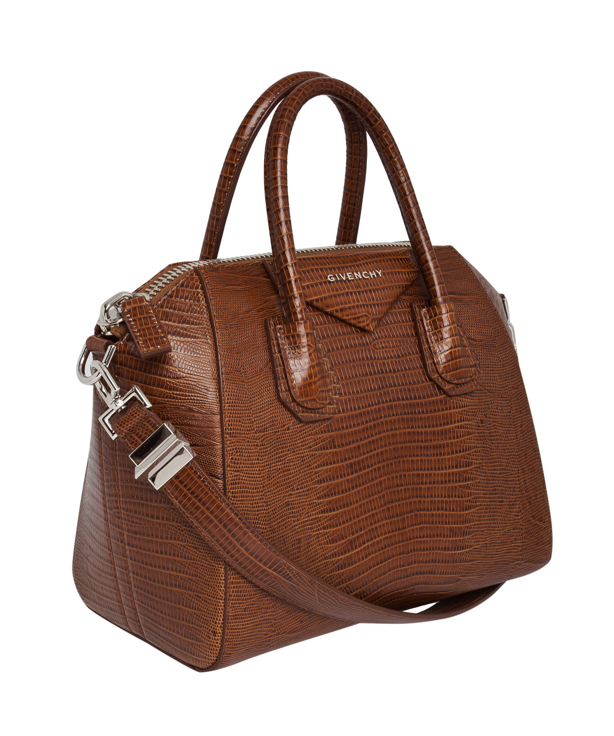 Givenchy Tan Antigona Medium Croc Embossed Leather Tote Bag in Brown - Lyst