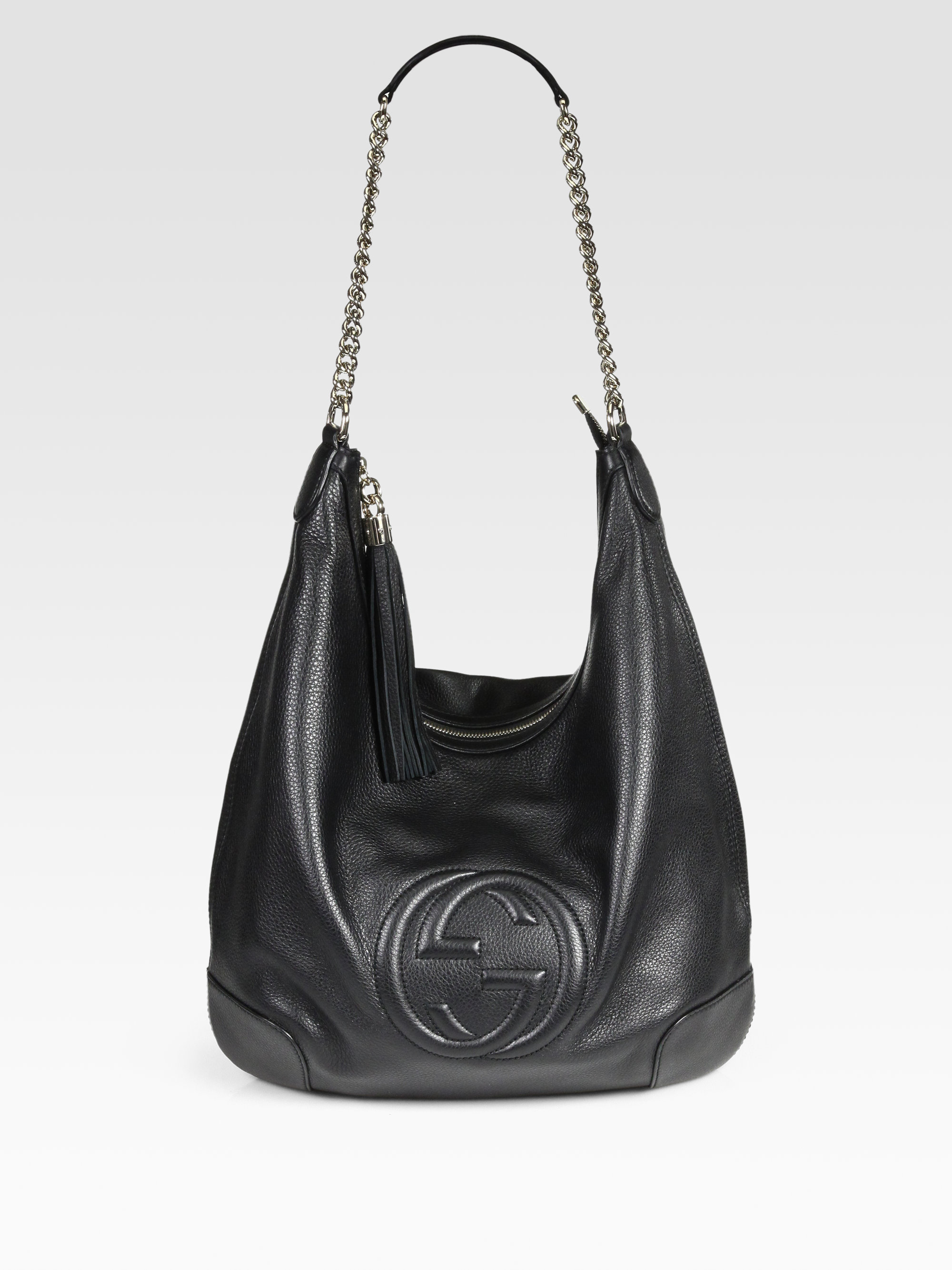 Gucci Soho Leather Chain Hobo Bag in Black - Lyst