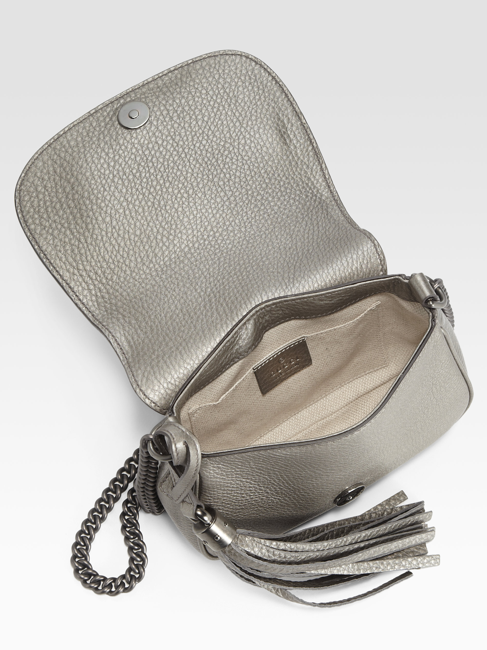 Lyst - Gucci Soho Metallic Leather Chain Shoulder Bag in Metallic