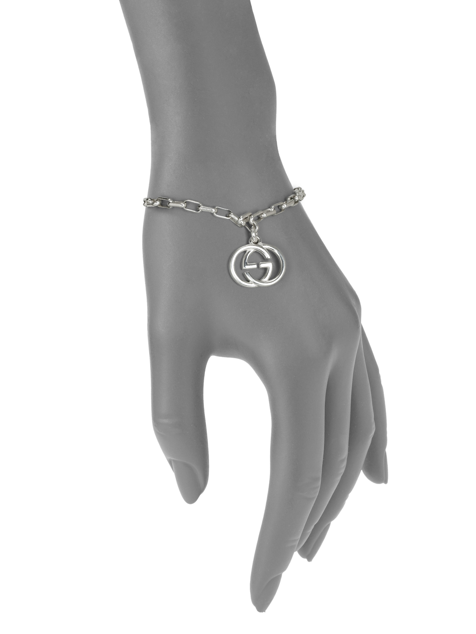Gucci Double G Sterling Silver Charm Bracelet In Metallic Lyst