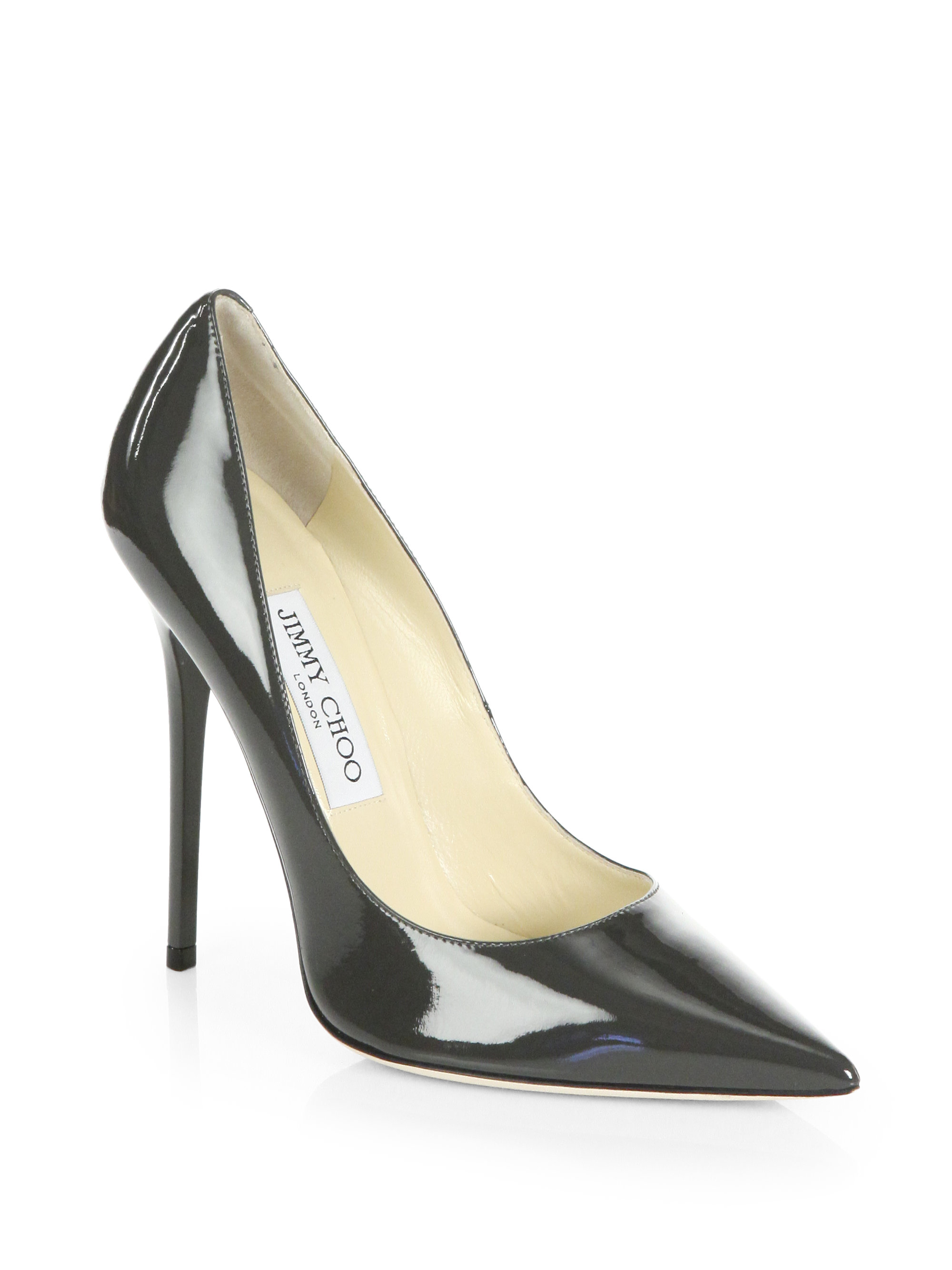 Jimmy choo Anouk Patent Leather Pumps in Black | Lyst