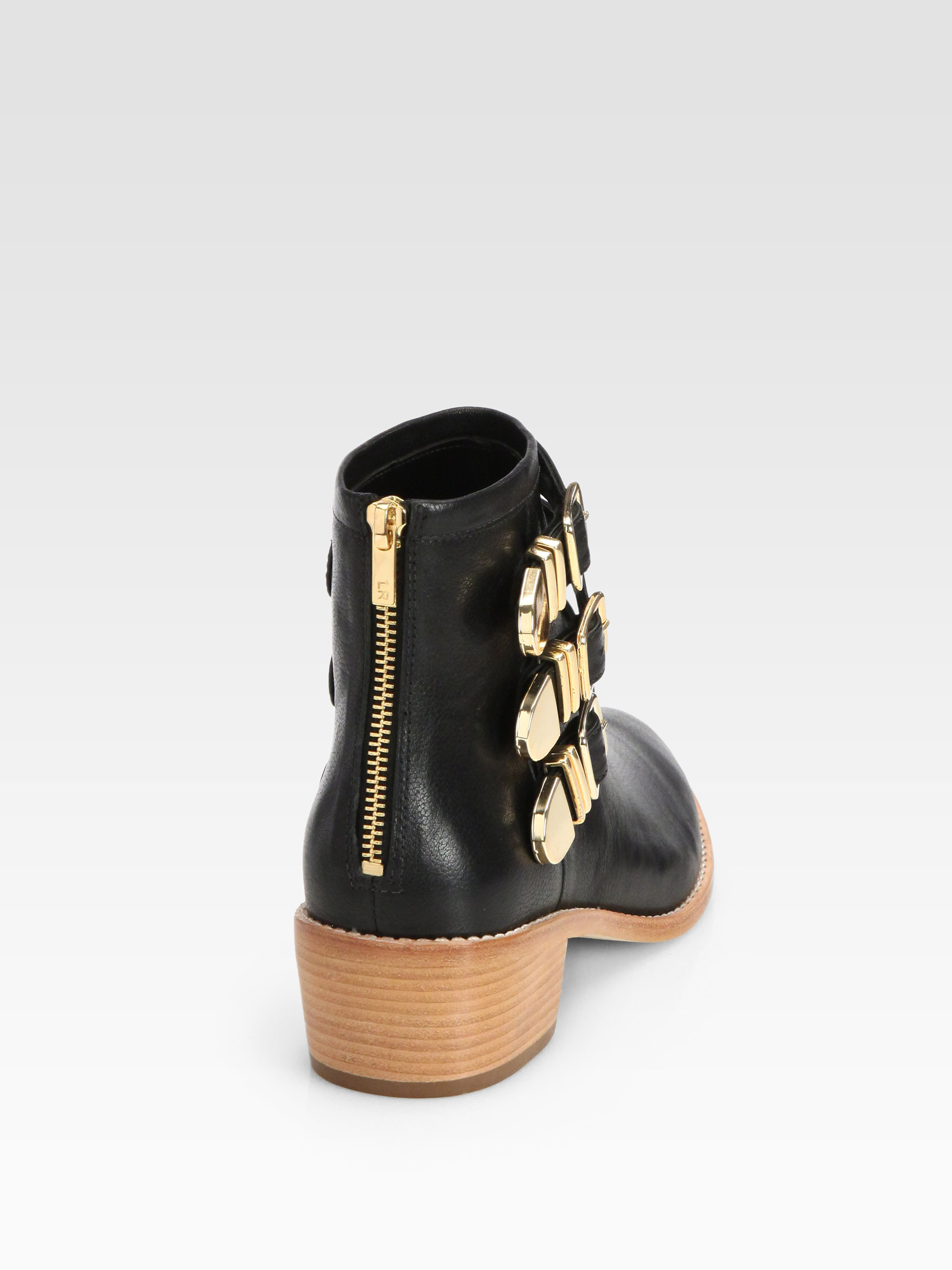 gold buckle ankle boots