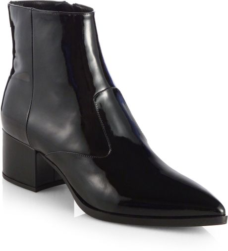 Miu Miu Patent Leather Ankle Boots in Black | Lyst