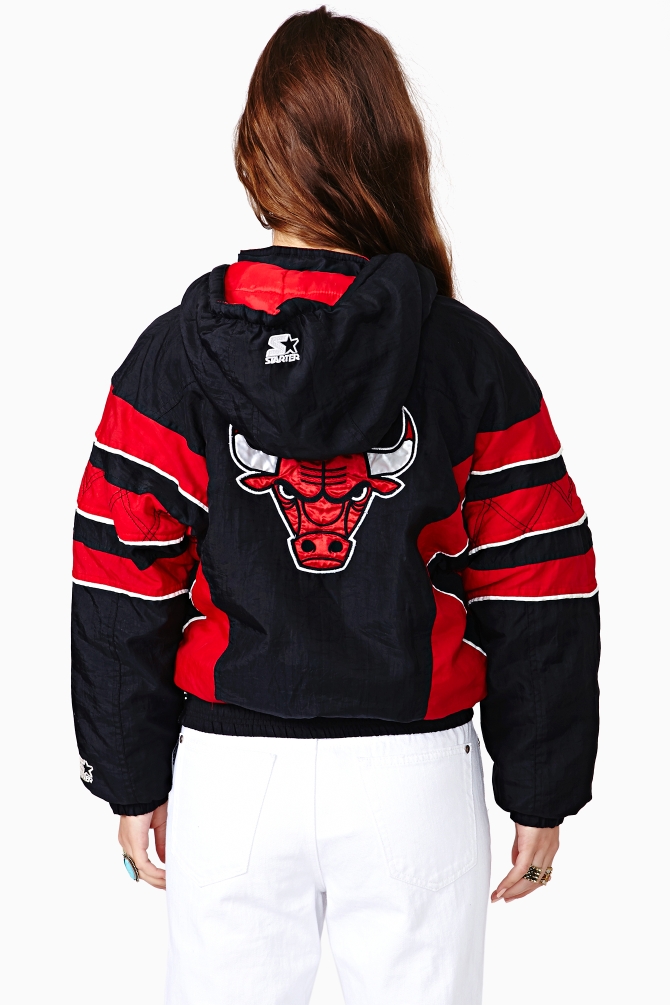 vintage chicago bulls starter pullover jacket