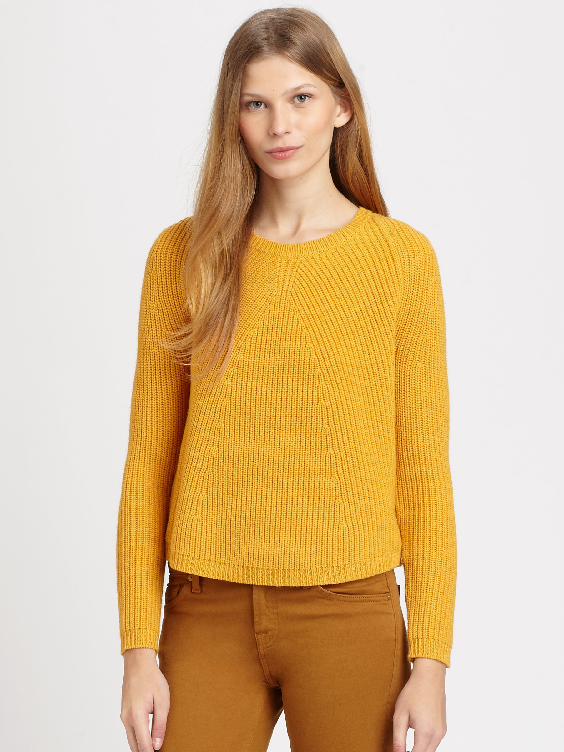 Lyst - Theory Jaydee Wool Sweater in Yellow