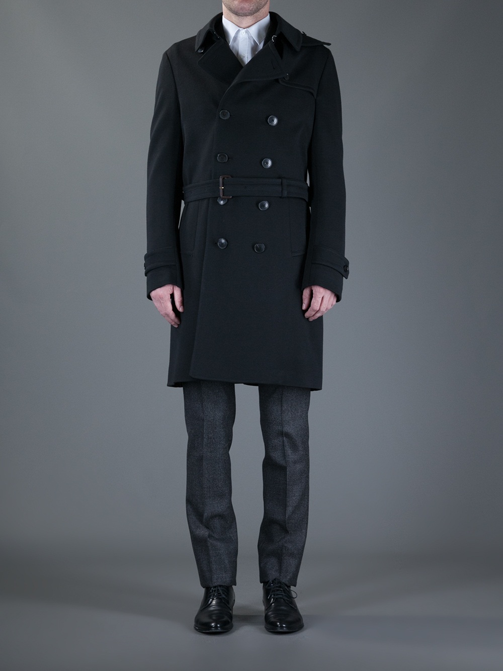 Gucci Long Trench Coat in Black for Men - Lyst