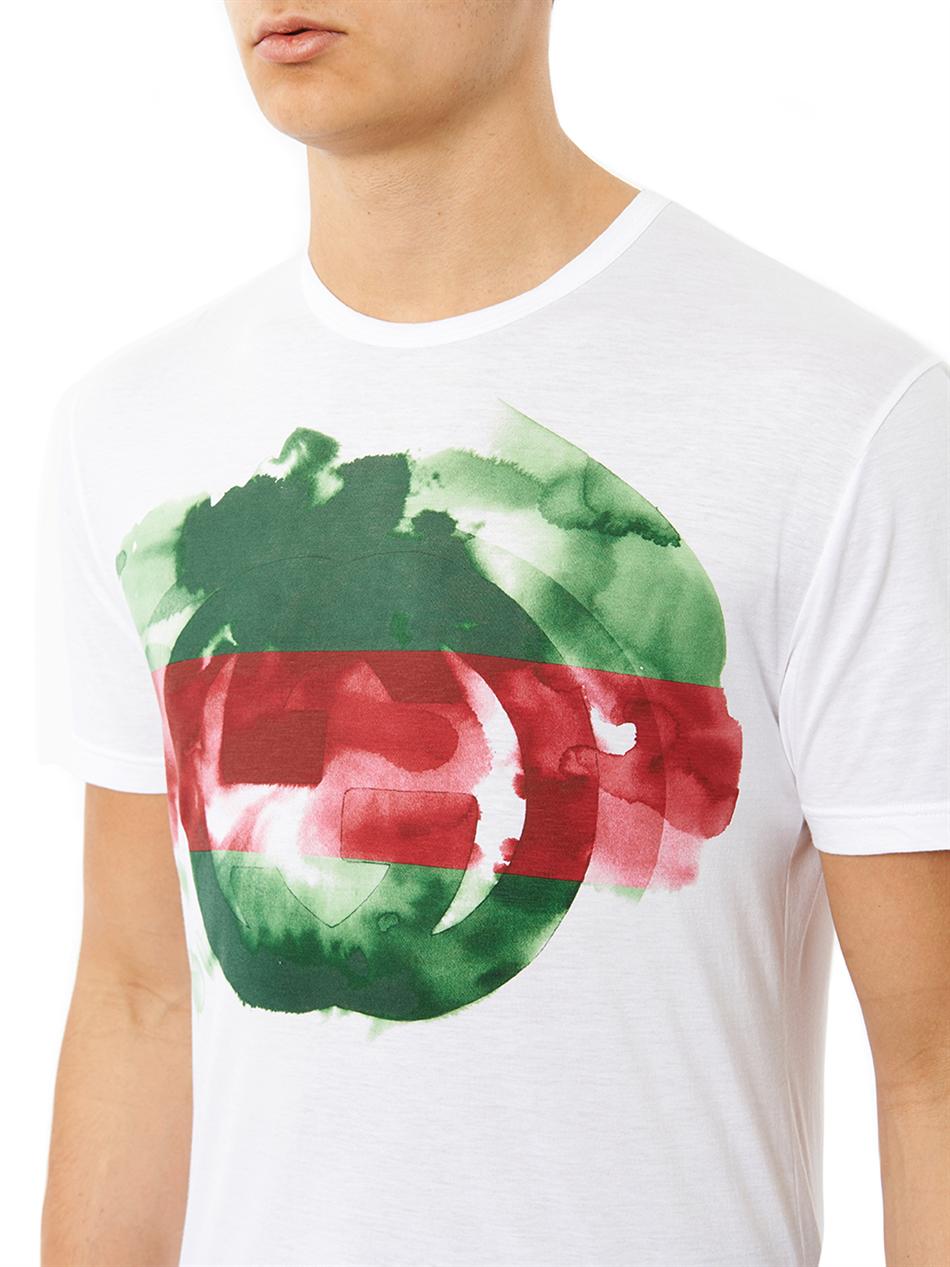 Gucci Watercolour Logo Print T-Shirt in 