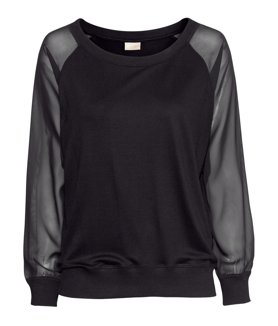 sweater with sheer sleeves