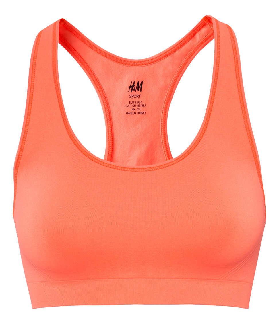 H M Sports Bra In Neon Orange Red Lyst H M Sports Bra In Neon Orange Red Lyst