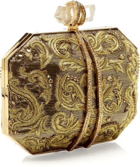 Marchesa Iris Clutch in Paisley Lame in Gold (gold paisley) | Lyst