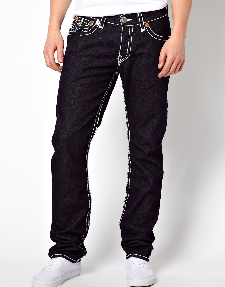 True Religion Jeans Jack Regular Tapered Fit Flap Pocket Body Rinse in  Black for Men | Lyst