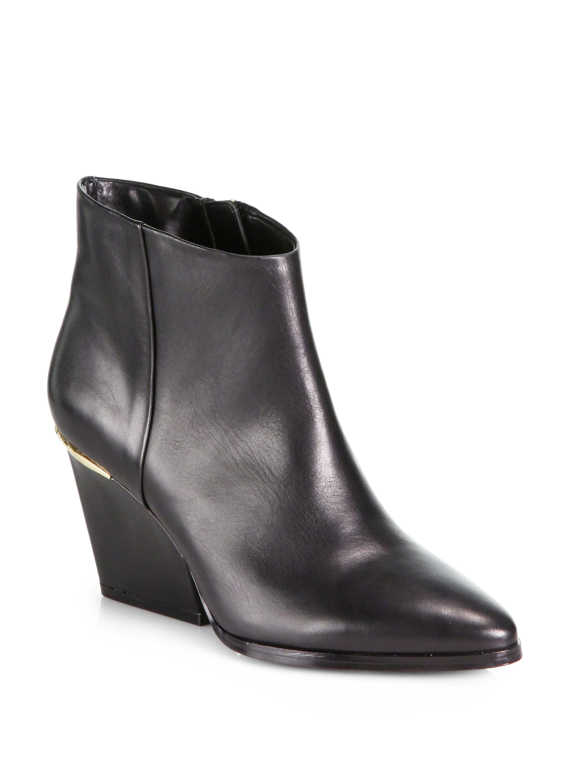 Boutique 9 Isoke Western Leather Wedge Ankle Boots in Gray | Lyst
