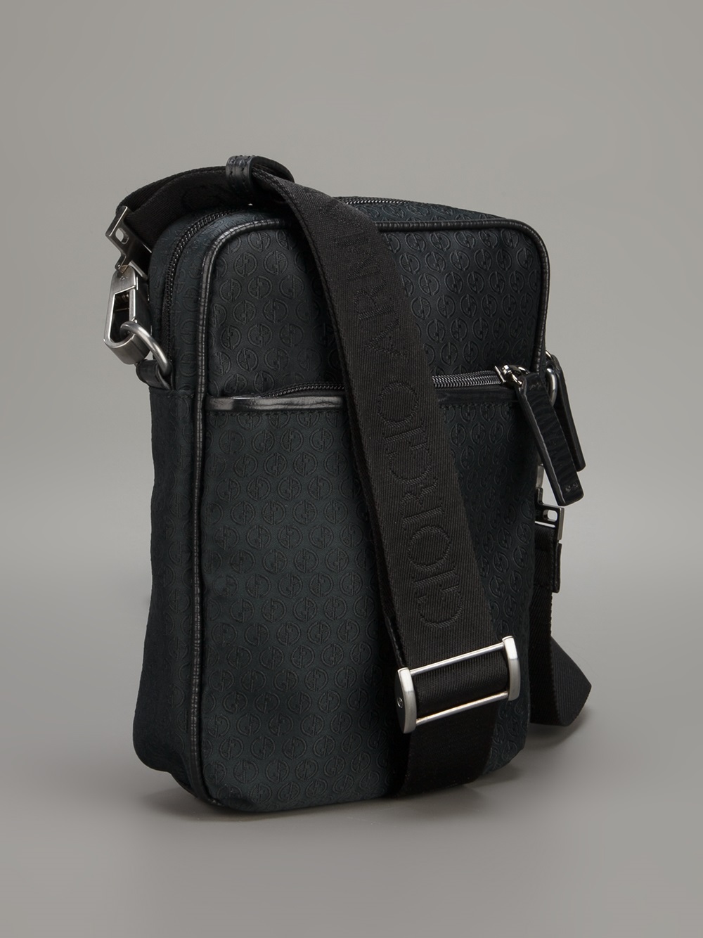 Armani Monogram Cross Body Bag in Black for Men Lyst