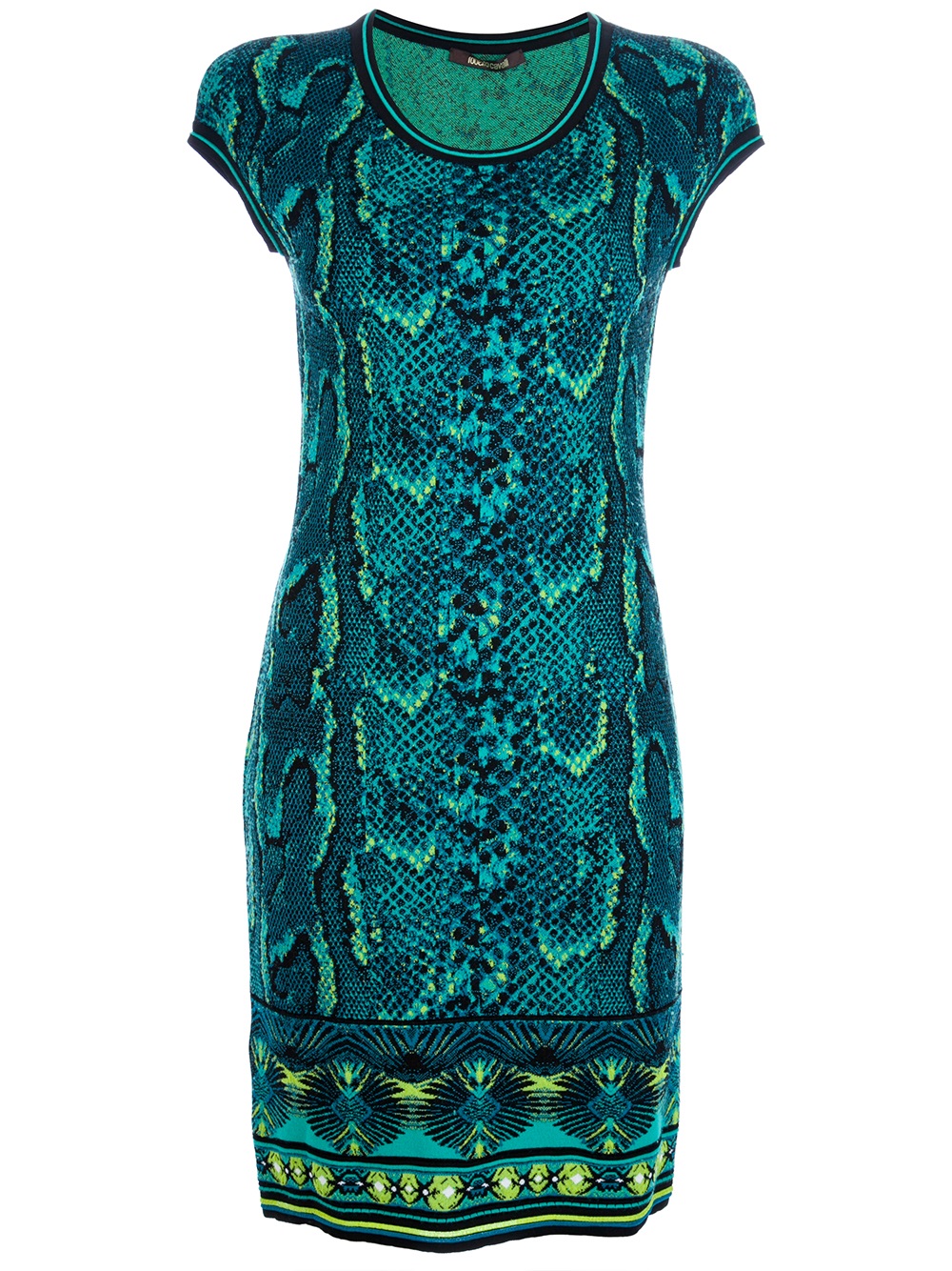 green snakeskin print dress
