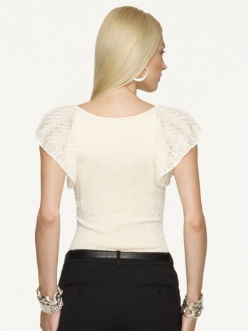 Ralph Lauren Black Label Lacesleeved Knit Tee in Cream (White) | Lyst