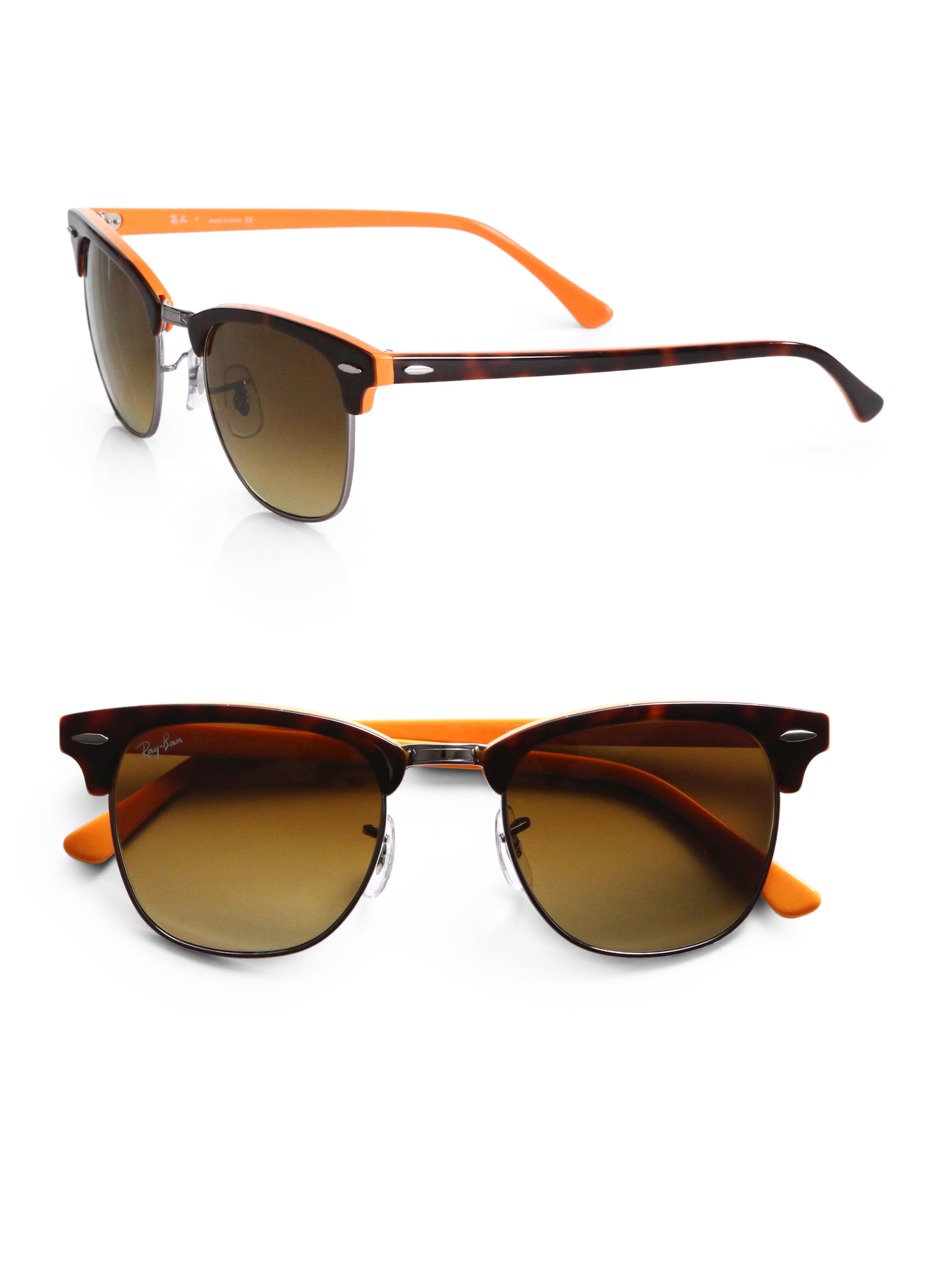Ray-ban Iconic Clubmaster Sunglasses in Orange | Lyst