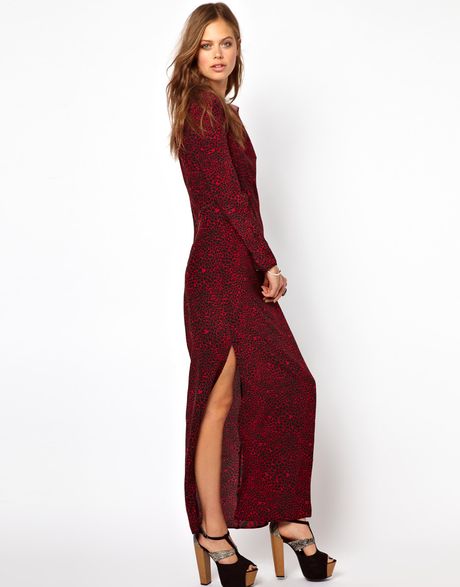 Winter Kate Printed Silk Maxi Dress in Red (rosettered) | Lyst