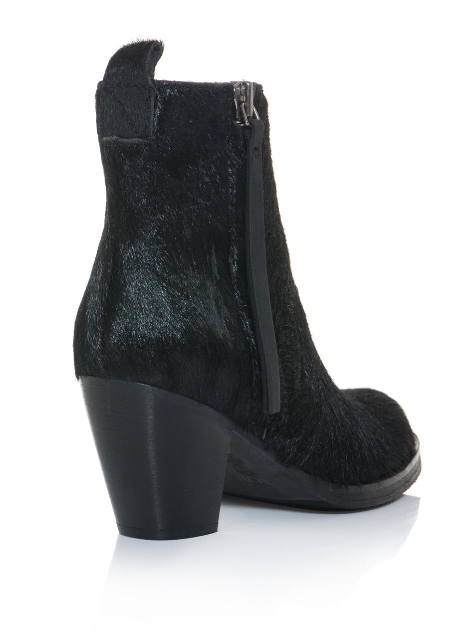 Black pony hair boots Clearance