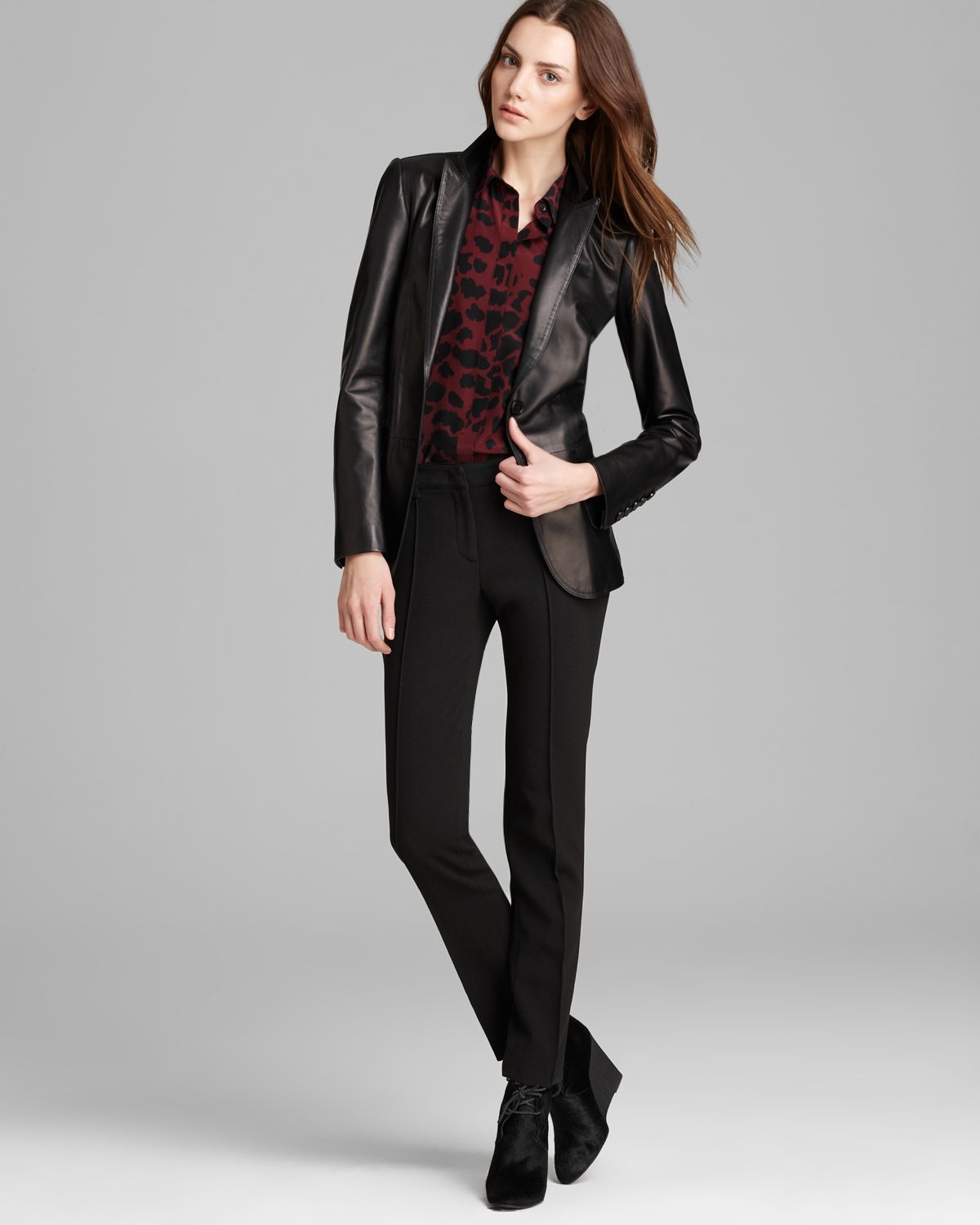 Burberry Leather Blazer Milnthorpe in Black - Lyst