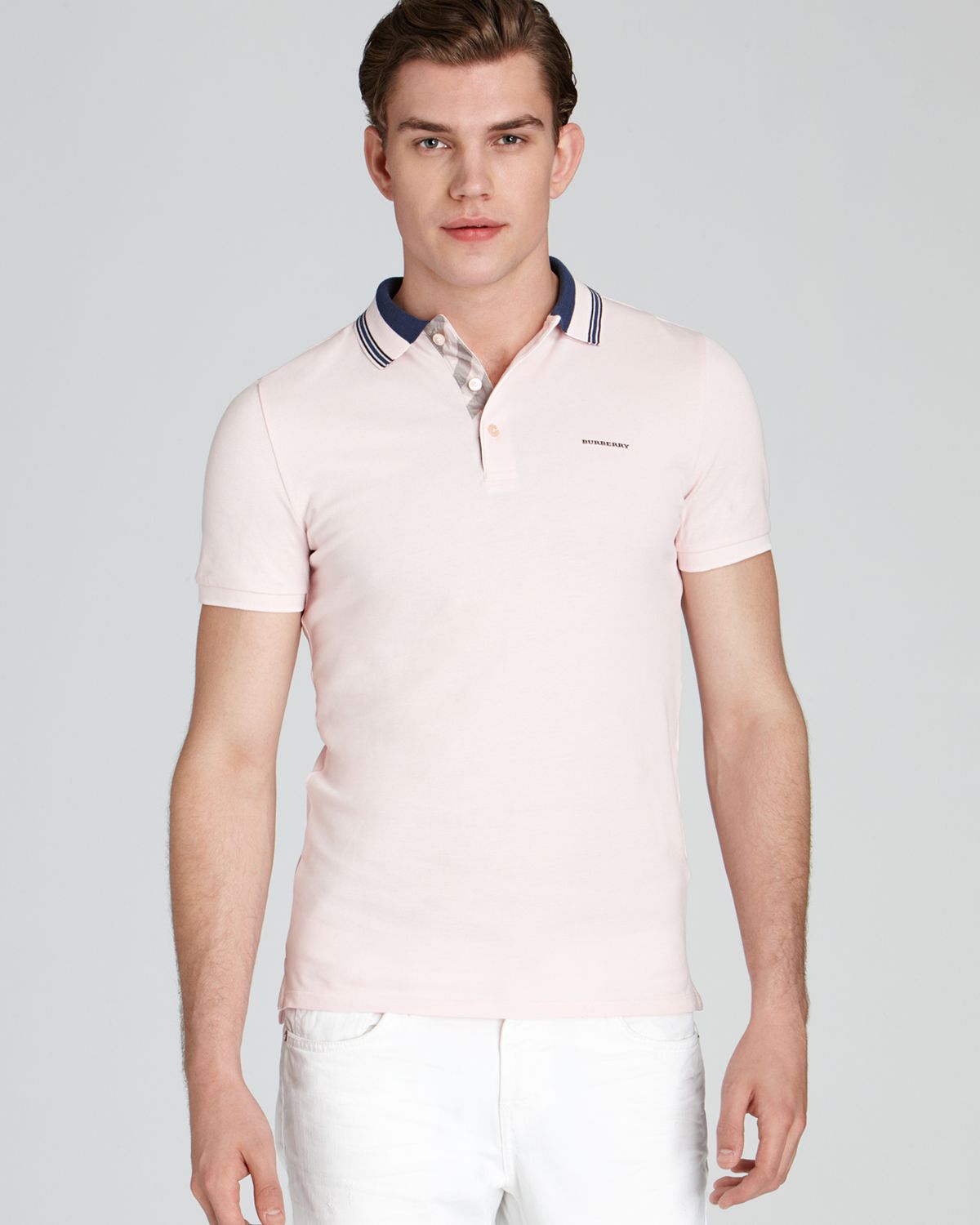 Burberry Cotton London Adler Short Sleeve Polo in Pink for Men - Lyst