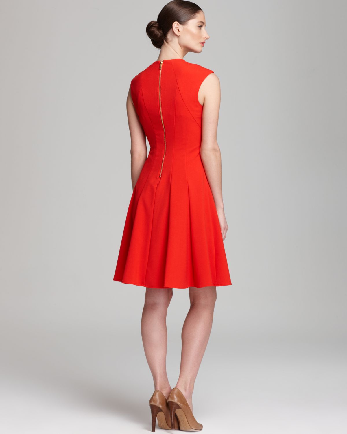 Calvin Klein Dress Cap Sleeve Fit Flare in Poppy (Red) | Lyst
