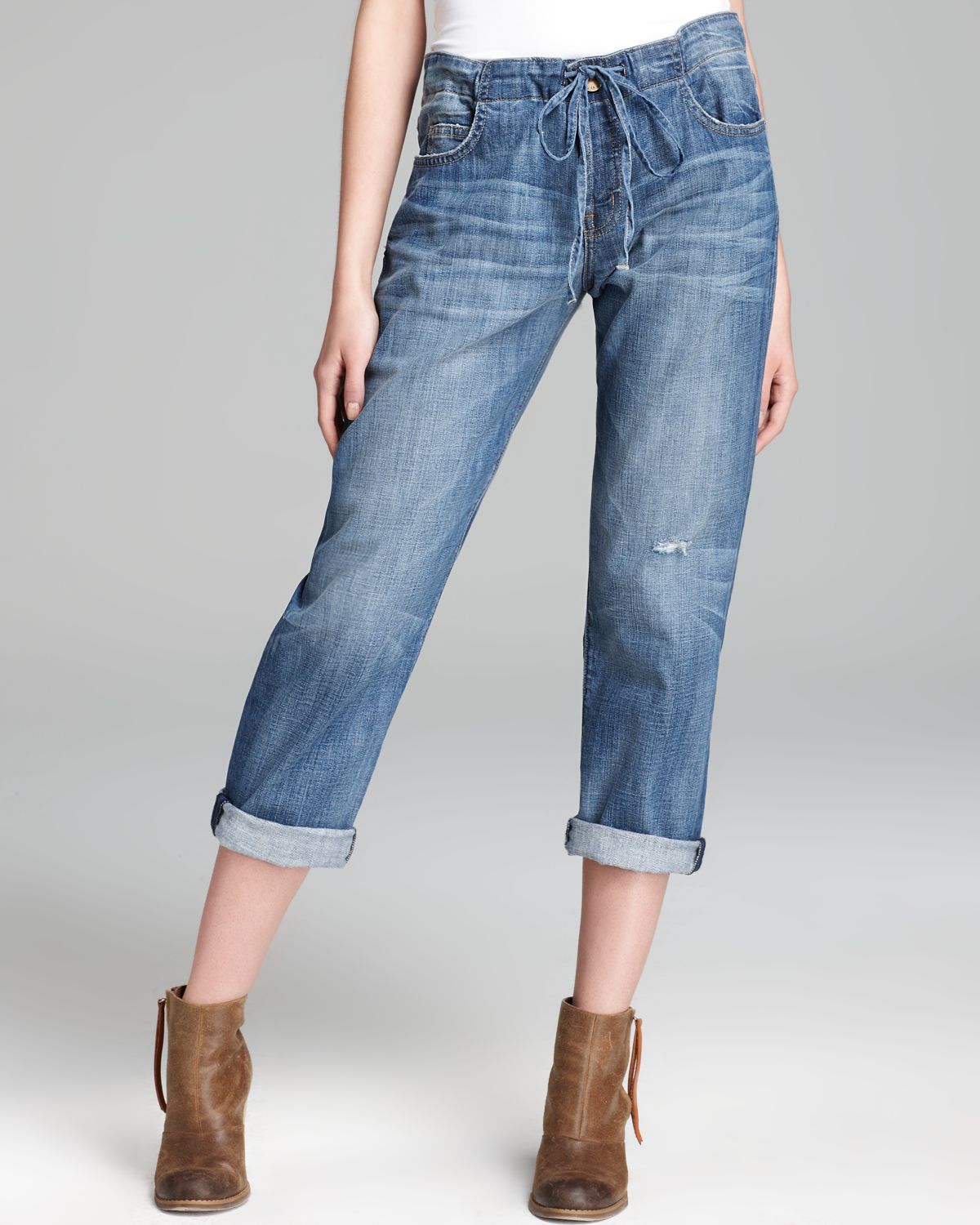 drawstring boyfriend jeans