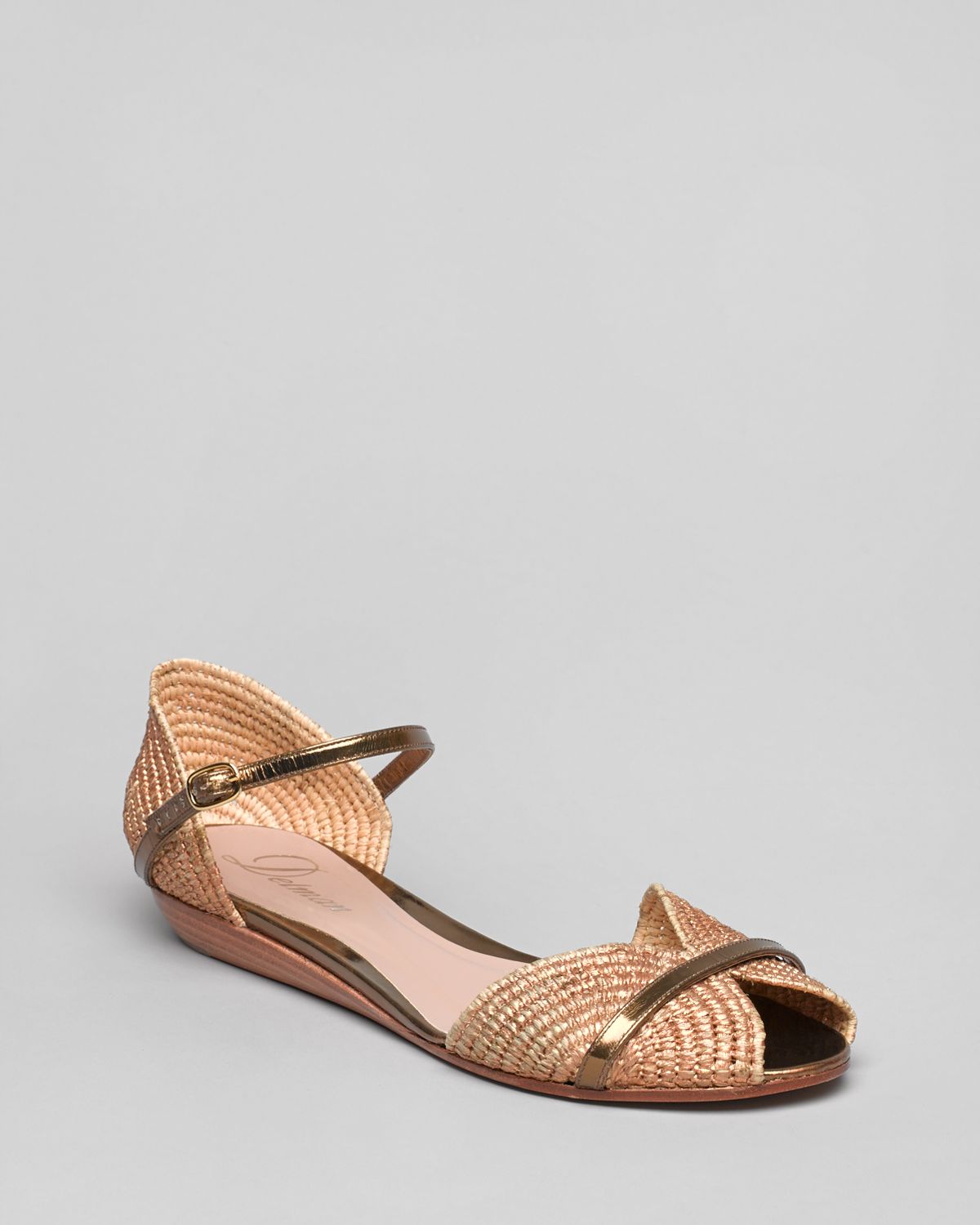 Delman Peep Toe Flat Sandals Nifty in Gray | Lyst