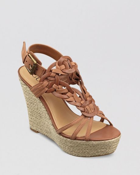 Guess Platform Wedge Sandals Lingley in Brown (fawn/sand) | Lyst