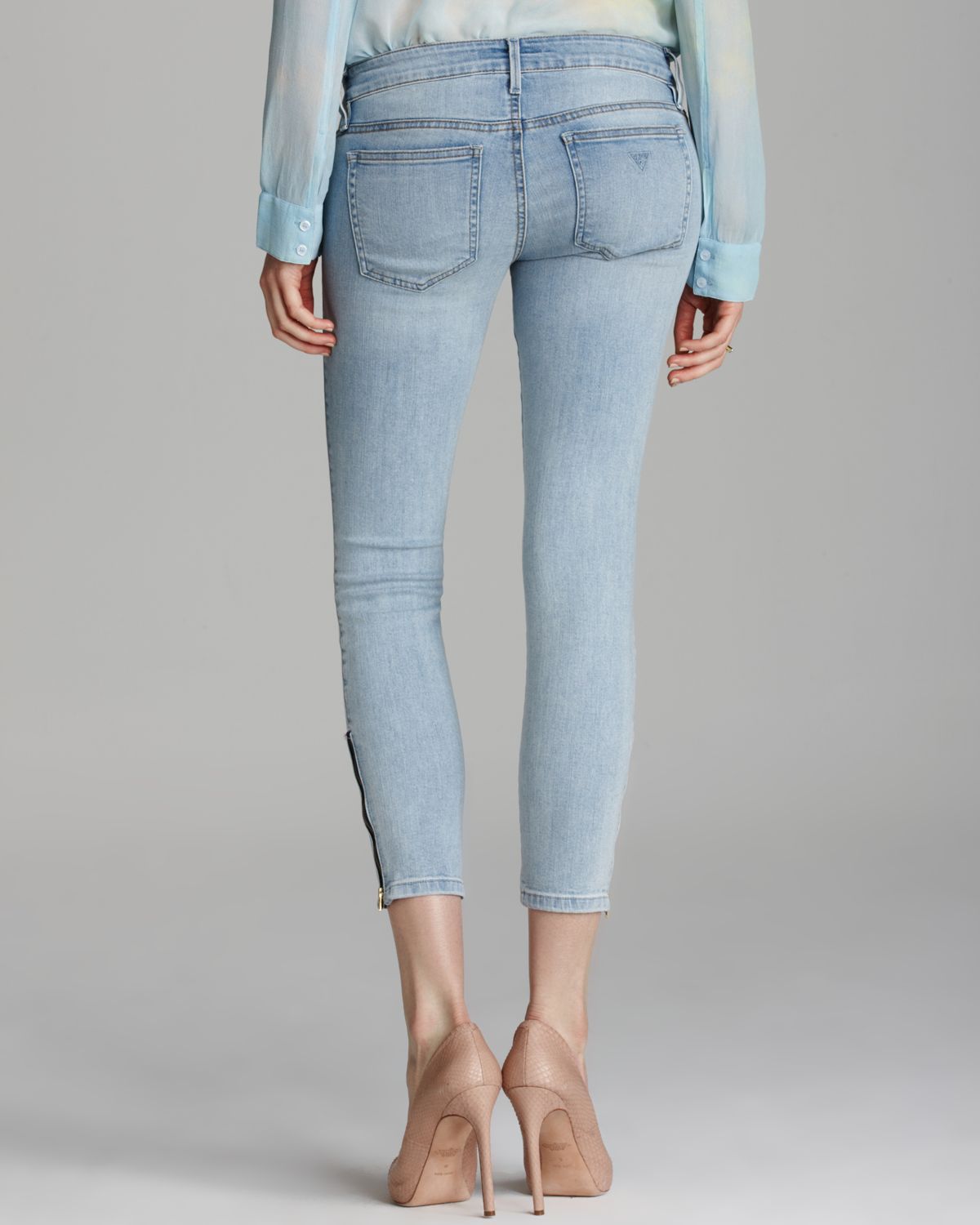 Guess Jeans Kate Crop Ankle Zip in Vintage Civil Wash in Blue | Lyst
