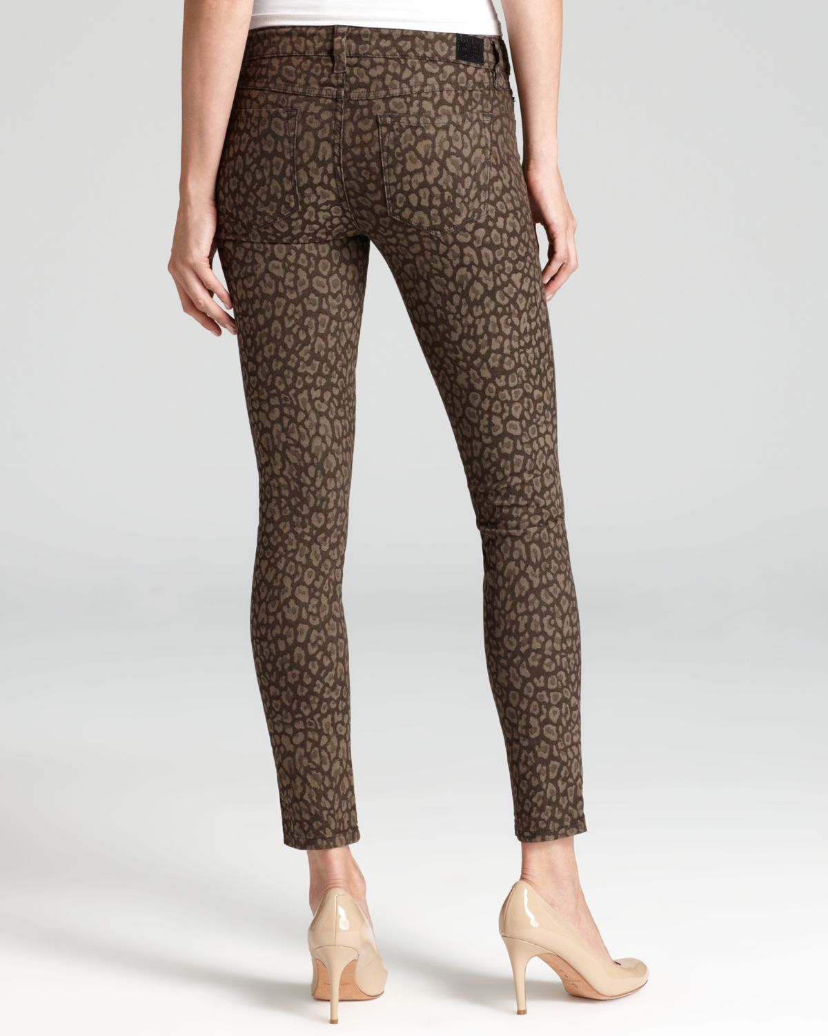 Lyst - Guess Jeans Brittney Skinny Leopard Print in Brown