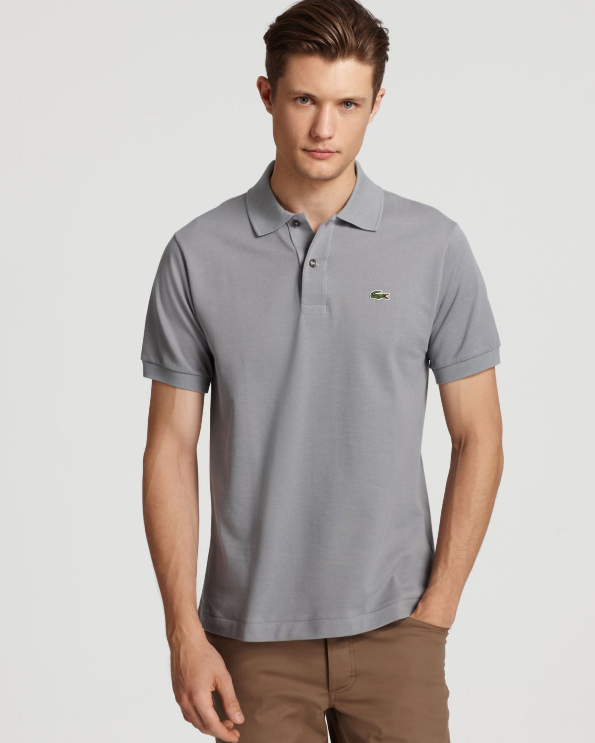Lyst - Lacoste Classic Short Sleeve Piqué Polo Shirt in Gray for Men