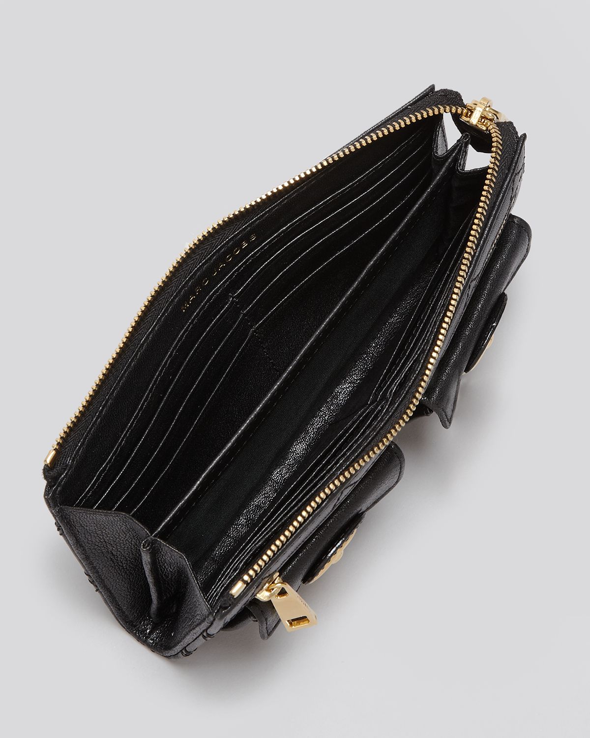 Marc Jacobs Quilted Zip Clutch Wallet in Black/Brass (Black) | Lyst