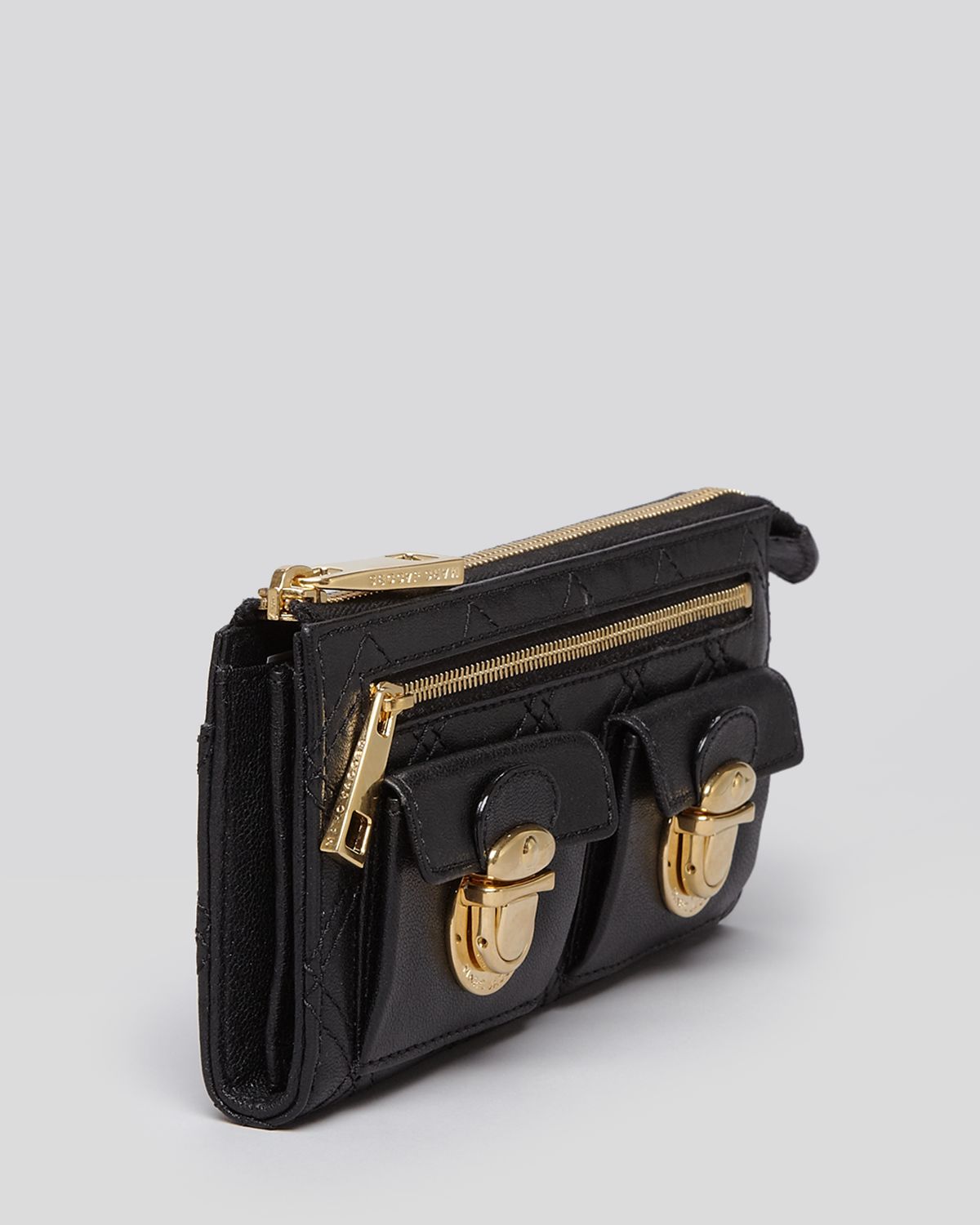 Marc Jacobs Quilted Zip Clutch Wallet in Black/Brass (Black) - Lyst