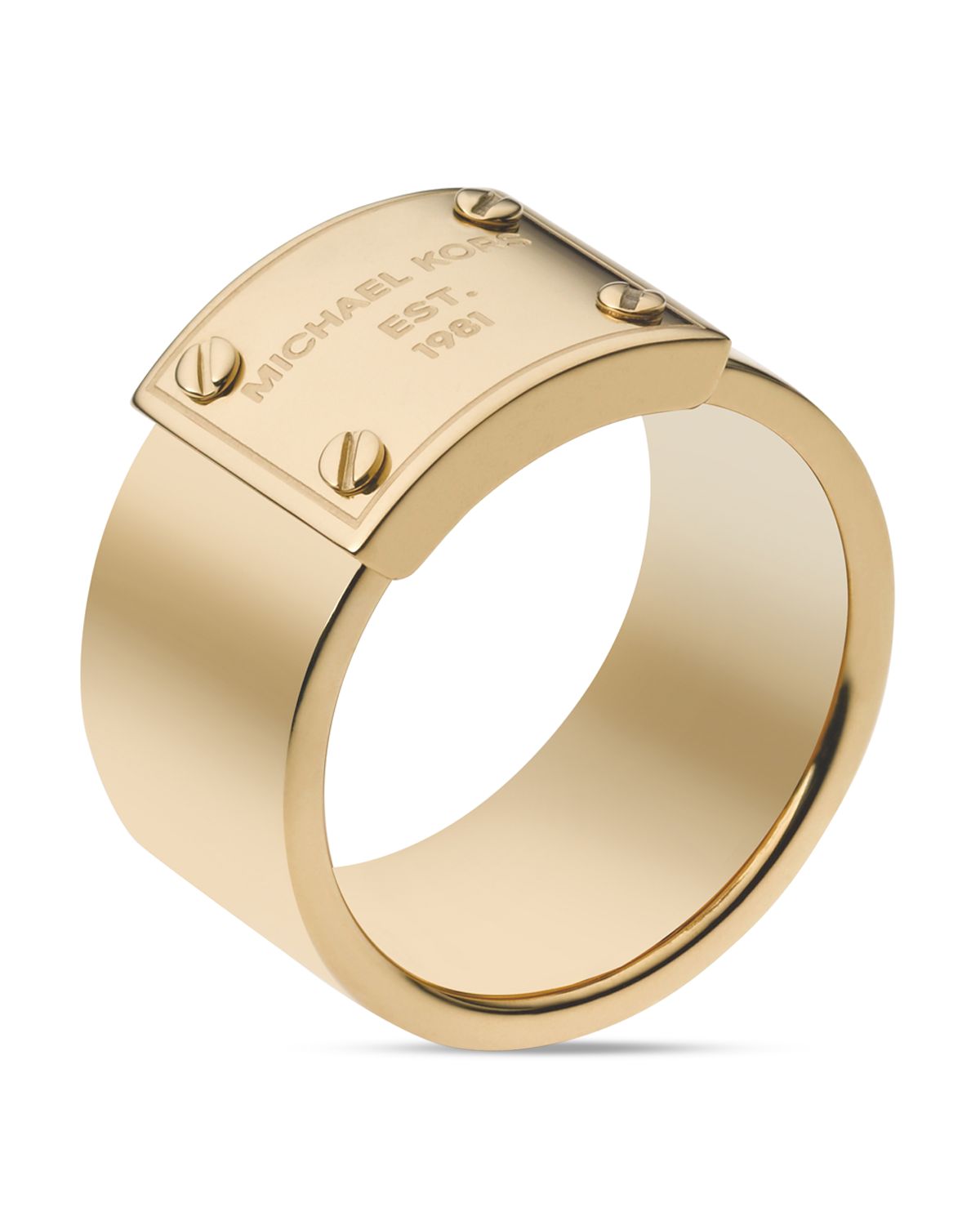 Michael Kors Logo Plate Ring in Gold 