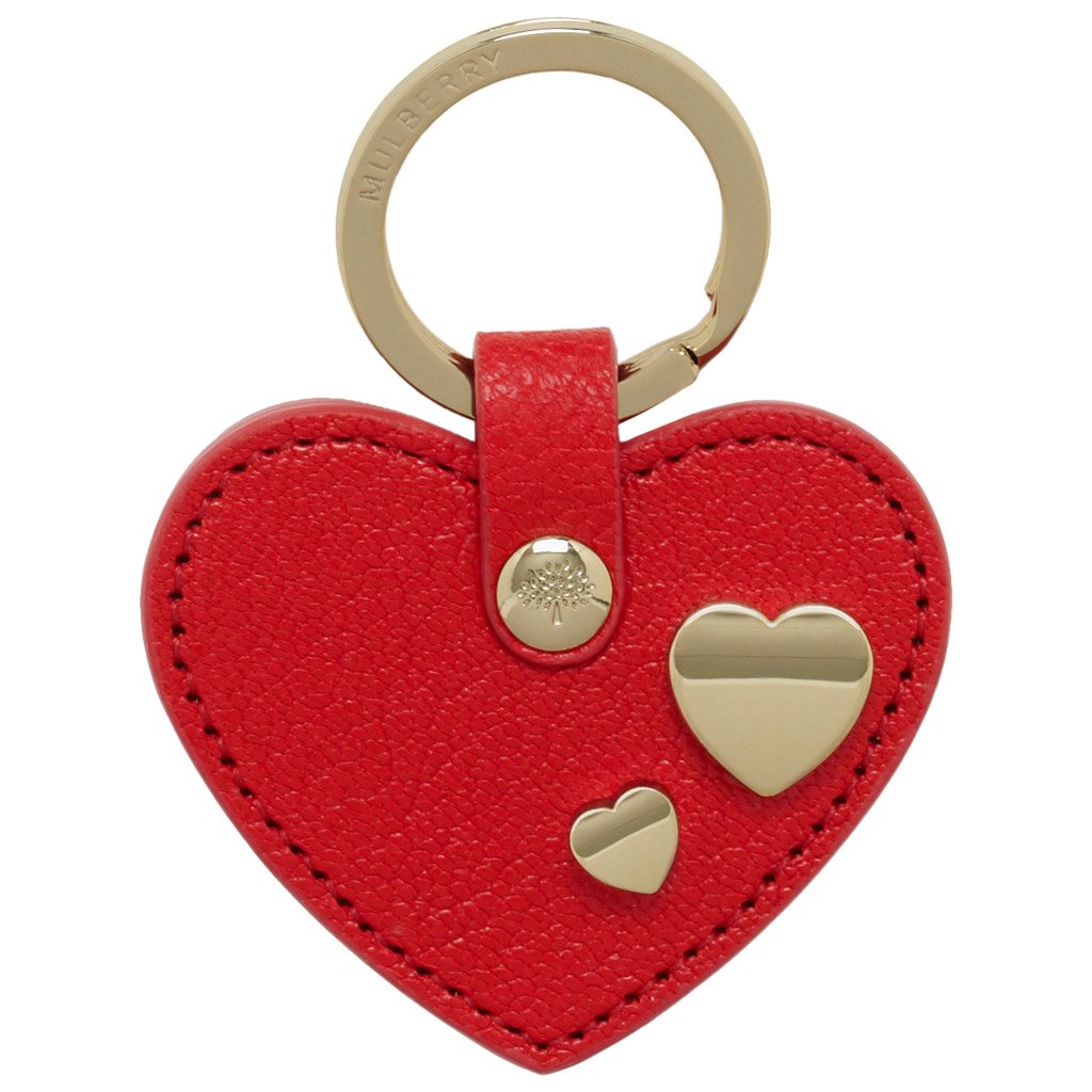 Mulberry Leather Heart Keyring in Red Lyst