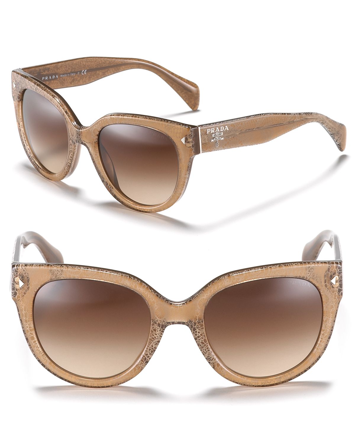 Prada Womens Timeless Heritage Rounded Wayfarer Sunglasses in Ivory