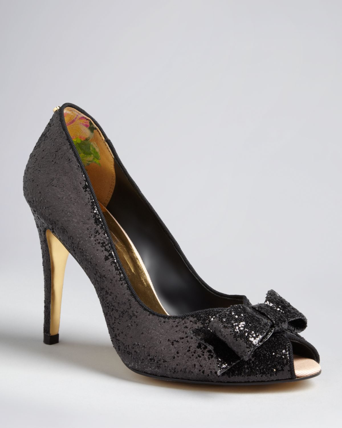 Ted Baker Glitter Peep Toe Pumps Morni in Black Lyst