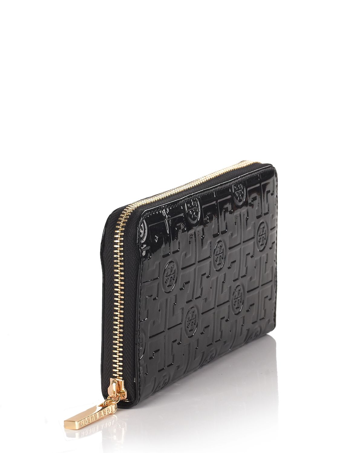 Tory Burch Embossed Lux Patent Leather Continental Wallet in Black - Lyst