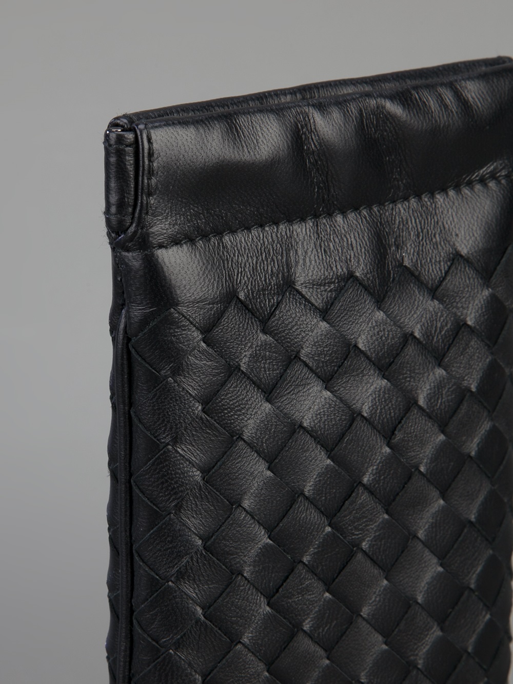 Bottega Veneta Woven Leather Glasses Case in Black | Lyst
