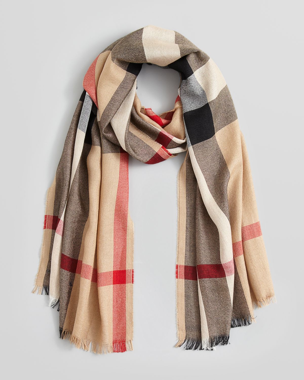 Burberry Half Mega Check Silkcashmere Scarf in Camel Check (Natural) - Lyst