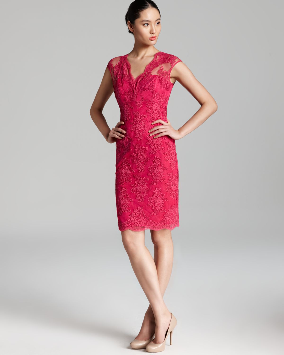 cerise lace dress