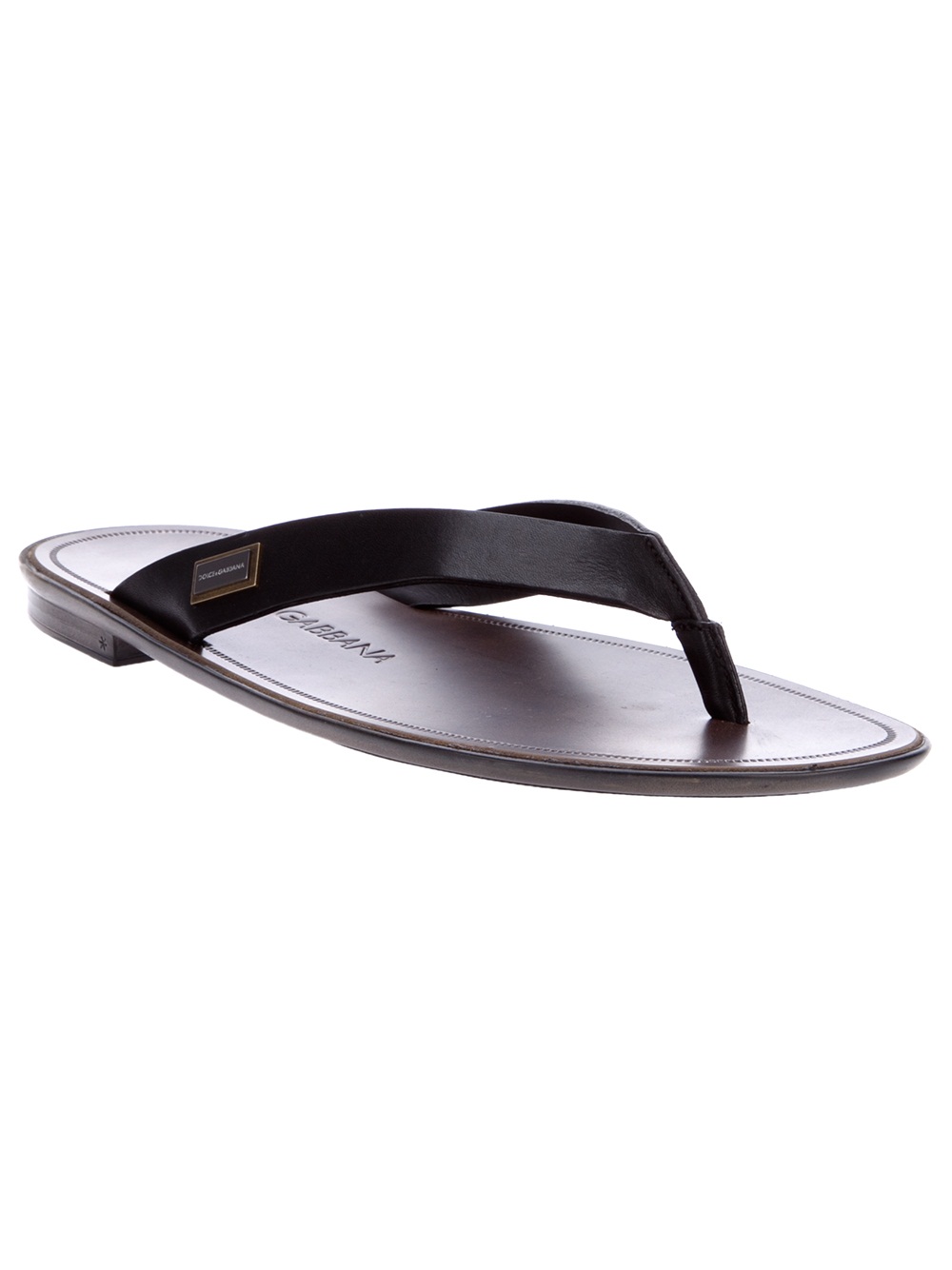 Dolce & Gabbana Leather Thong Sandal in Black for Men | Lyst