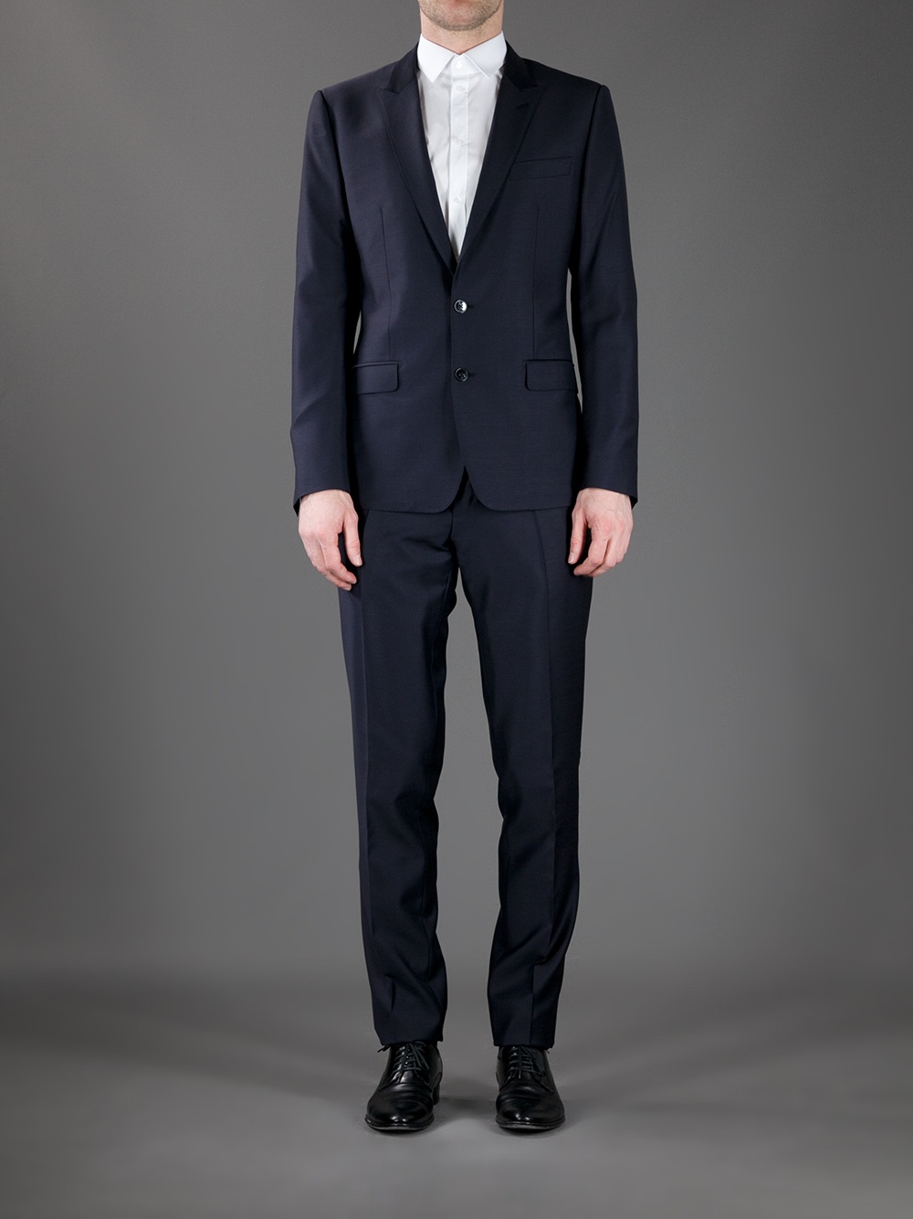 Men's luxury suit - Dolce & Gabbana dark gray two-piece suit with burgundy  stripes