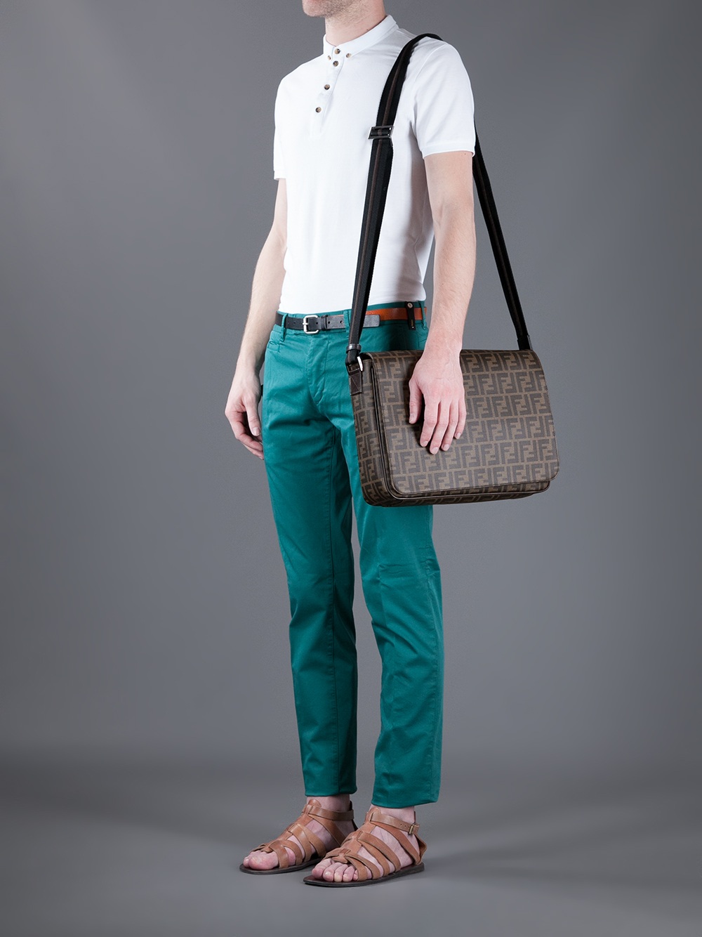 Fendi Monogram Messenger Bag in Brown for Men Lyst