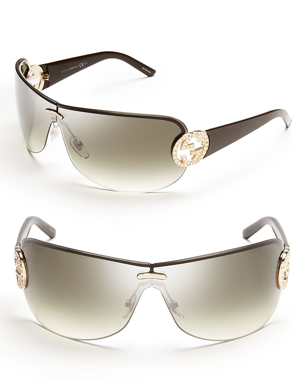 Tomaat Inademen bronzen Gucci Gradient Shield Sunglasses with Crystal Bridle Temple in Metallic |  Lyst