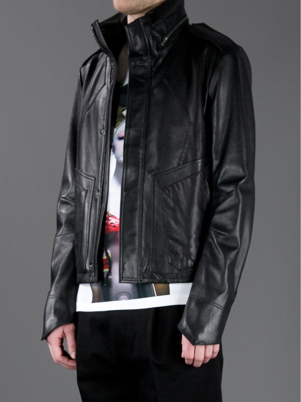 Juun.J Leather Jacket in Black for Men - Lyst