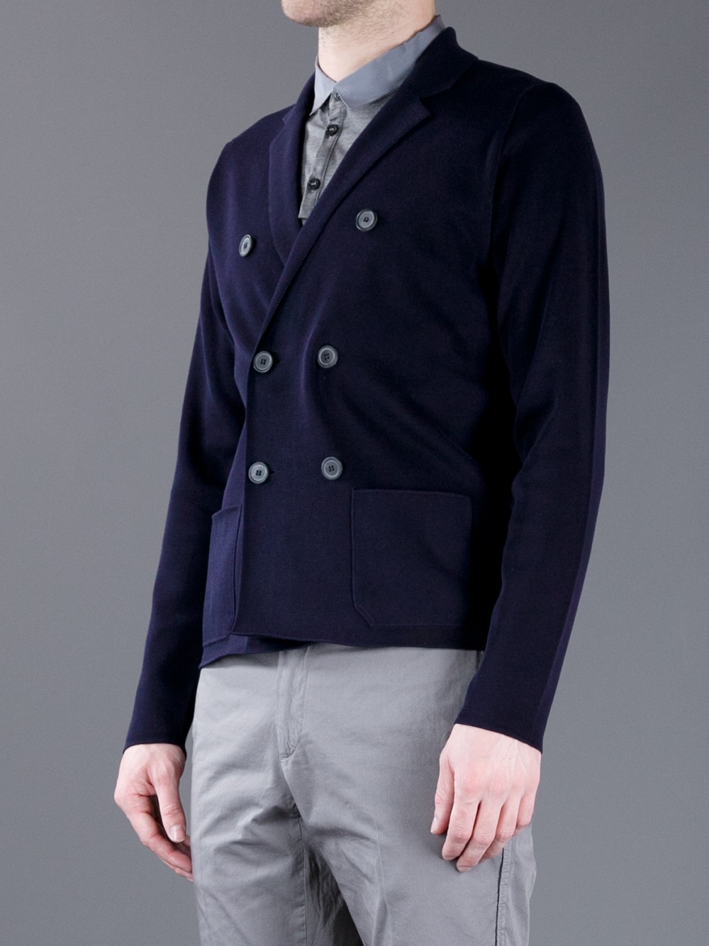 Lyst Lanvin Double Breasted Cardigan in Blue for Men