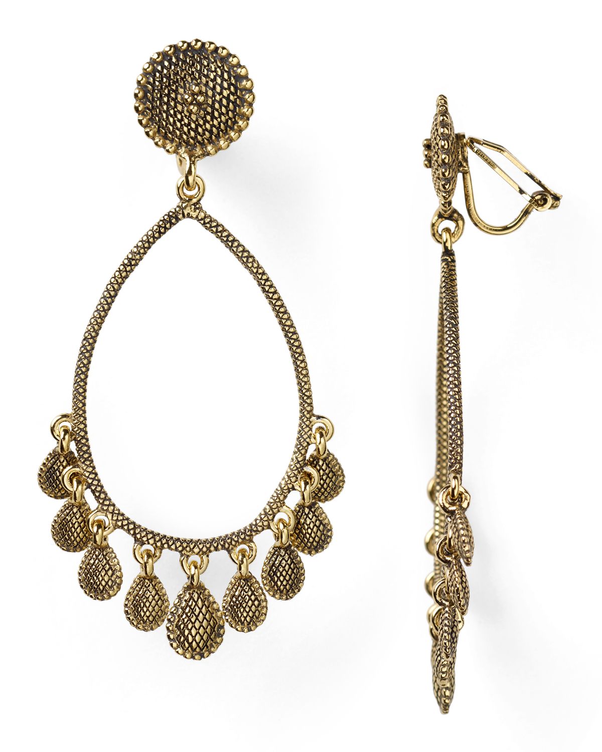 Lauren By Ralph Lauren Textured Gypsy Hoop Clip On Earrings in Gold | Lyst