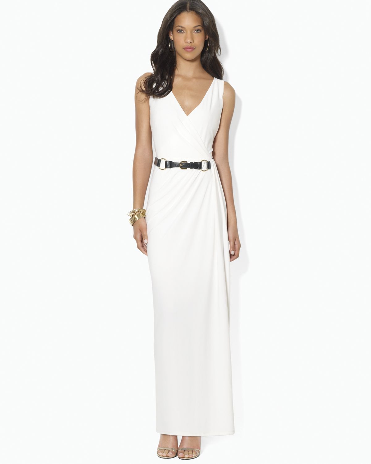 Ralph Lauren Belted Maxi Dress in White 